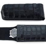 Single Portable Travel Watch Storage Case Black Croc
