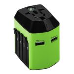 Worldwide Travel Adapter,Wahom International Travel Plugs Wall Charger with Dual USB Charging Ports and Compass for Over 150 Countries (EU/US/UK/AUS) (Green)