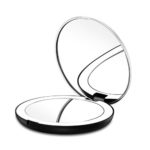Gotofine LED Lighted Travel Makeup Mirror, 1X & 7X Magnification – Double Sided, Luxury, Portable, Compact, Illuminated Folding Travel Mirror