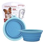 Prima Pet Expandable/ Collapsible Silicone Food & Water Travel Bowl with Clip for Small & Medium Dog and Cat, Size: 1.5 Cups (5.1 Inch Diameter Bowl) (AQUA)