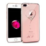 iPhone 7 Plus Case,Kingxbar Crystals from SWAROVSKI Element,Fashion Cute Clear Design Slim Printed Transparent Hard PC Protective Back Phone Cover for Apple iPhone 7 Plus (5.5 Inch) Love-Rose