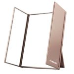 Expower Tri-Fold Lighted Travel Makeup Mirror, Compact Led Light Vanity Mirrors Folding Illuminating Travel Mirror with 8 Led Lights