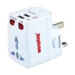 Universal Travel Adapter Wonplug World Travel Adapter Kit Dual USB Ports-UK,US,AU,Europe Plug Adapter-Over 150 Countries& Worldwide USB Power Adapter For Iphone ,Android, All USB Device ( White )