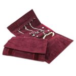 BTSKY Jewelry Roll Up Bag Travel Organizer With Zipper Compartments – Velvet Jewelry Pouch Storage