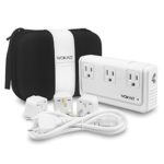 WOKAO® 200W Voltage Converter International Travel 220V to 110V Power Adapter 8A Four 2.4A USB Ports Carrying Bag