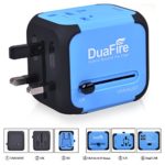 DuaFire All-in-One Universal Power Adapter, Portable International Power Converter, Mini Travel Plug with Dual USB Charging Ports and Worldwide AC Socket for US/EU/UK/AU