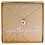 Sterling Silver Compass Necklace on Enjoy The Journey Card, Small Dainty Pendant for Travel, Long Distance, Graduation Gift, 18″
