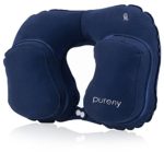 Purefly Inflatable Travel Neck Pillow for Airplanes, Cars, Buses, Trains, Home or Office Naps with Handy Carry Pouch
