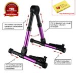 YMC Guitar Stand for Acoustic/Electric/Classical Guitars and Violin, Ukulele, Bass, Banjo, Mandolin – Folding, Portable and Lightweight – Fits Your Fender/Epiphone/Taylor/Yamaha/Martin Music Instrument – The Ultimate for Concert & Travel – Premium Accessories by YMC (Purple) + Free Polishing Cloth – Lifetime Warranty