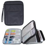 Damero Electronics Organizer with 9.7” iPad Sleeve Case/ Travel Accessories Bag for Passport, Business Cards & Document Case, Black