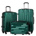 CoolifeHard shell Lightweight Travel Luggage Suitcase Luggage 3 Piece Set (dark green)