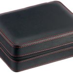 Diplomat 31-468 Black Leather Quad Watch Zippered Travel Case with Black Suede Interior  Watch Case