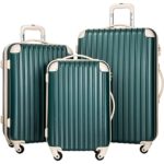 Merax Travelhouse 3 Piece PC+ABS Spinner Luggage Set with TSA Lock (DarkCyan & Ivory)