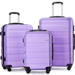 Luggage Trolley Suitcase Hard Shell Carry On (Light purple)