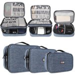 BUBM Nylon 3-piece Double Layer Gear Organizer Travel Cases for Electronics Accessories, Denim Blue
