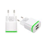 Europe Wall Charger, 2Pack 2.1A 5V Universal LED Dual USB European Travel Charger Power Adapter Charging Plug for iPhone 7/6/5S,Ipad, Samsung Galaxy S8 Plus S7/S6 Edge, HTC, LG, More Cellphone (White)