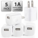 USB AC Universal Power Home Wall Travel Charger Adapter for iPhone SE / 6s / 6 / 6 Plus, iPad Air 2 / Pro, Samsung Galaxy S7 / S6, Note 5, LG G5 and More (5 Pack)
