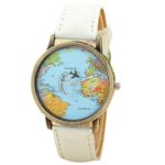 Dreaman New Global Travel By Plane Map Women Watch Band White