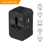 Travel Adapter, Roderick55 Worldwide All in One Universal Travel Chargers Power Adapter Plug Power Converter Wall AC Power Plug Adapter Wall Charger with Dual USB Charging Ports Sync for USA EU UK AUS