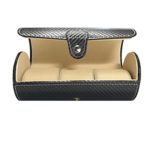 3 Roll Travel Watch Case Black Carbon Fiber Pattern Traveler’s Watch Storage Organizer Collector