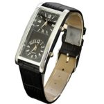 SOKI Black Dial Dual Timezone Womens Analog Quartz Leather Band Wrist Watch