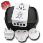 4-Ports-USB Wall Charger International Travel Adapter – Lampone – Universal Worldwide Travel Converter with Bonus Storage Bag – Power Outlet Electric for Europe USA UK Australia Plugs