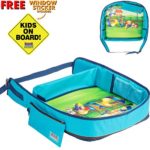 Firm & Sturdy, Easy-to-clean Toddler Travel Tray (16”x13″) | Unique Flap Design Keeps Loose Items Contained, Always! | Free Window Sticker | Trust Kids Compadre!
