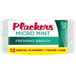 Plackers Micro Flosser with Travel Case, Mint, 12 Count
