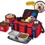Dog Travel Bag – Ultimate Week Away Duffel For Med And Large Dogs – Includes Bag, 2 Lined Food Carriers, Placemat, and 2 Collapsible Bowls