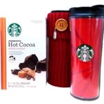 Starbucks Travel Mug Tumbler and Salted Caramel Cocoa with Red Button Cuff Sweater Sleeve and Believe Charm