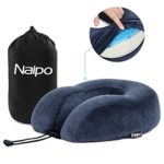 Naipo Travel Pillow Memory Foam Neck Pillow with Cooling Gel Technology and Travel Bag