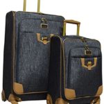 Nicole Miller Paige Collection 2-Piece Expandable Spinner Luggage Set: 28″ and 20″ (Silver)