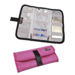 BUBM Portable Universal Wrap Electronics Travel Organizer / Cable Stable/ Electronics Accessories Carry Bag,Rose Red