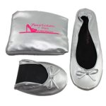 Foldable ballet Flats with EXPANDABLE TOTE Bag for Carrying High Heels Sizes 5 to 12 large SIZE shoes Portable Travel Fold up Shoes Prom Folding Shoes Ballet Comfortable