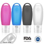 Silicone Travel Bottles Set Mylivell 4 Pack 3 Oz Sucker and Hook BPA Free TSA approved Leak Proof Refillable Containers for Business Flying Shampoo Lotion Sun Soap Portable outdoor Travel bottle