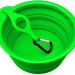 Northern Outback SUPERSIZE Travel Pet Bowl 5 CUP with BONUS Clip and Carabiner, XL for Medium to Large Dogs or Cats. Silicone Travel Dog Bowl 40oz 7″ Diameter (Green) Best collapsible
