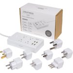 GR-8 Power Compact & Slim Travel Charging Station – International Power Adapter – Surge Protector – Power Strip with 4 Intelligent USB – Free Bonus Included