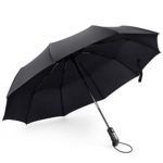 FYLINA Travel Umbrella Windproof Compact Umbrella Big Umbrellas for Men/Women Auto Open Close Easy Touch Golf Umbrella with 210T Fabric Teflon Canopy-10 Ribs, Black