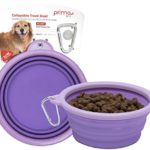 Prima Pet Expandable / Collapsible Silicone Food & Water Travel Bowl with Clip for Medium & Large Dog, Portable and Durable Pop-up Feeder for Convenient On-the-go Feeding, Size: 5 Cups (7 Inch Diameter Bowl) (LARGE (5 CUPS), PURPLE)