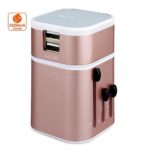 Wontravel All in One Universal Travel Charger AC Power Adapter UK AU EU US plugs (Pink with white)