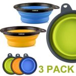 Comsun 3-pack Large Size Collapsible Dog Bowl, Food Grade Silicone BPA Free, Foldable Expandable Cup Dish for Pet Cat Food Water Feeding Portable Travel Bowl Blue Green Yellow