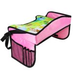 KIPTOP Childrens Travel Tray,Kids Play Tray for Snacks Drawing Baby Carriage Car Bus Train and Plane Journeys,Large,Comfortable, Strong Base,Works on Buggy and Pushchair (Pink)