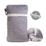 Compact Travel Pillow Made with Shredded Memory Foam and Super Soft Fleece Fabric for Ultimate Comfort in Travel. Patented Design Rolls and Compacts Small for Travel.