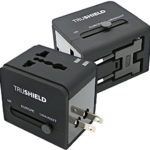 TruShield Universal WorldWide International All-in-One Travel Adapter Adaptor Wall Power Plug Charger, Dual USB Port, For USA UK EU AUS, With Black Stylish Pouch – Set of Two