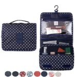 Itraveller Portable Hanging Toiletry Bag/ Portable Travel Organizer Cosmetic Bag for Women Makeup or Men Shaving Kit with Hanging Hook for vacation (Navy Circle)