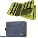 Travel Organizer, BUBM Universal Double Layer Travel Gear Organizer Storage Bag / Electronics Accessories Organizer / USB Cable Organizer Bag – Blue and Green