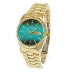 Swanson Men’s Gold Day-Date Watch Turquoise Dial with Travel Case