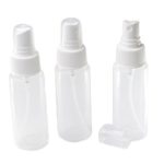 2oz Clear Plastic Spray Mist Bottles – Set of 3 – Empty Bottles with Pump Spray Cap – Travel Size 2 Ounce – By Chica and Jo