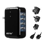 USB Wall Charger Multiport, BESTEK 35W 4 Port Power Converter with US UK EU International Travel Converter and Adapter Power Port 4 Charging Station Desktop