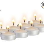 Mini Tea Light Candles – 50 Bulk Pack – White Unscented Travel, Centerpiece, Decorative Candle – 1 Hour Burn Time – Pressed Wax – By Ner Mitzvah
